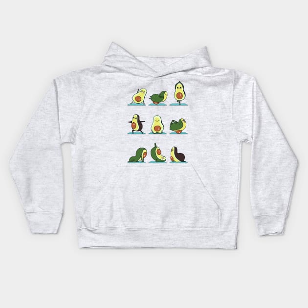 Avocado Yoga Kids Hoodie by huebucket